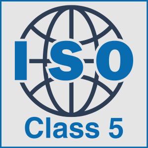 ISO 5 (Class 100) standards graphic used as a button.