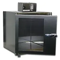 Stainless steel cleanroom pass-through chamber.